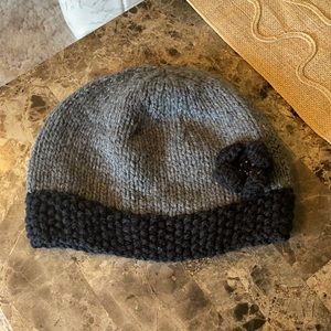 Gray/Black Toboggan with Flower Detail